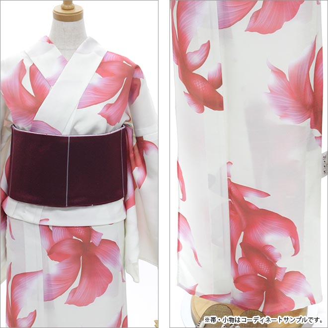 新品 撫松庵 おぼろ金魚 セオアルファ 洗える夏着物 仕付け糸付 浴衣 6215 撫松庵 洗えるプレタ浴衣おぼろ金魚／赤／セオα | 東レシルック