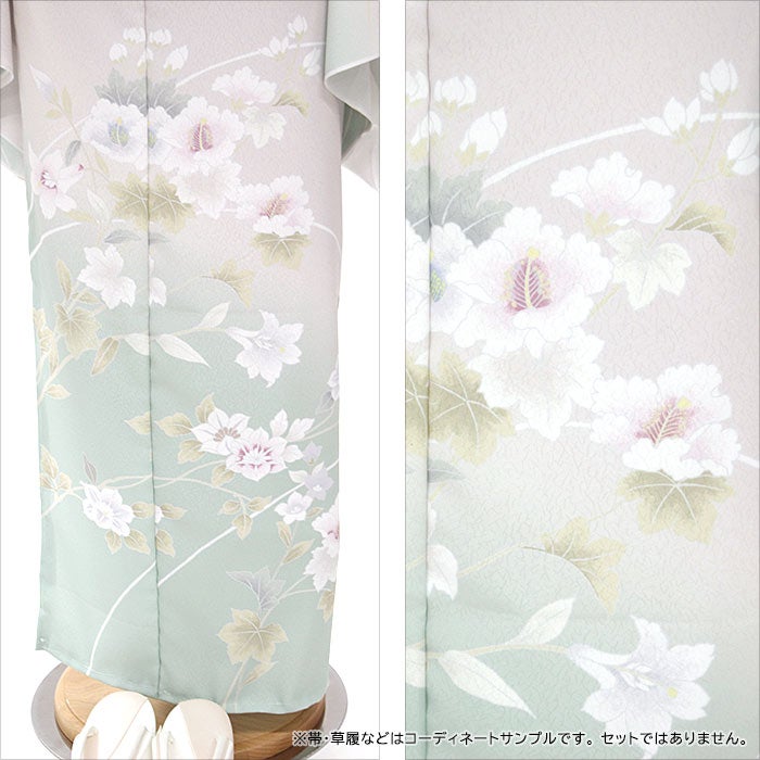 東レシルック 付下げ訪問着 hmg47薄藤グレー色系／芙蓉 【別八掛