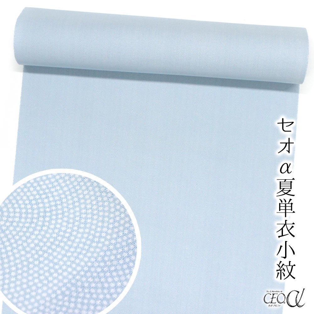 セオα単衣・夏の鮫小紋 2806 水色／青海鮫【お仕立て付き価格】 抜き紋