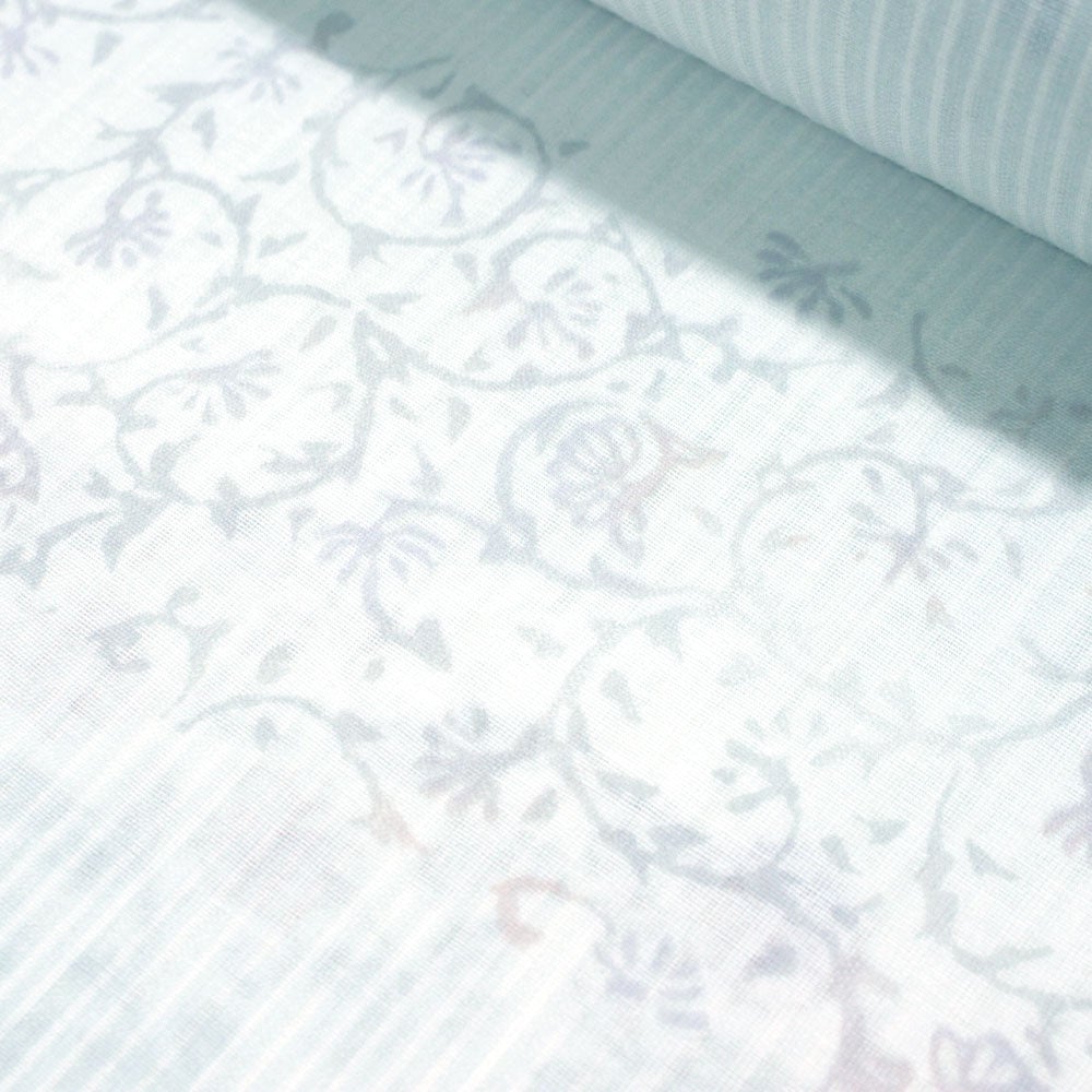 東レ】爽竹(そうたけ)夏用・単衣用 長襦袢 反物t125 薄水色/横段花柄